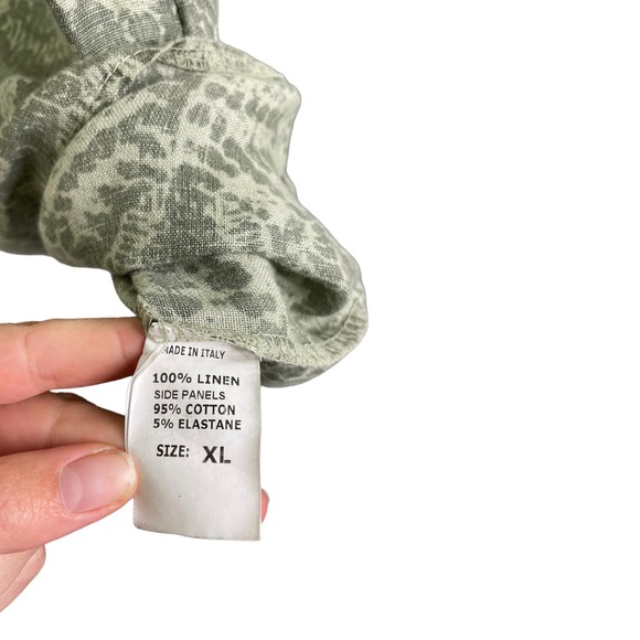 Lina Tomei Women's 100% Linen Italian Palma Dress Green Cap Sleeve Crew Neck XL - Picture 8 of 8